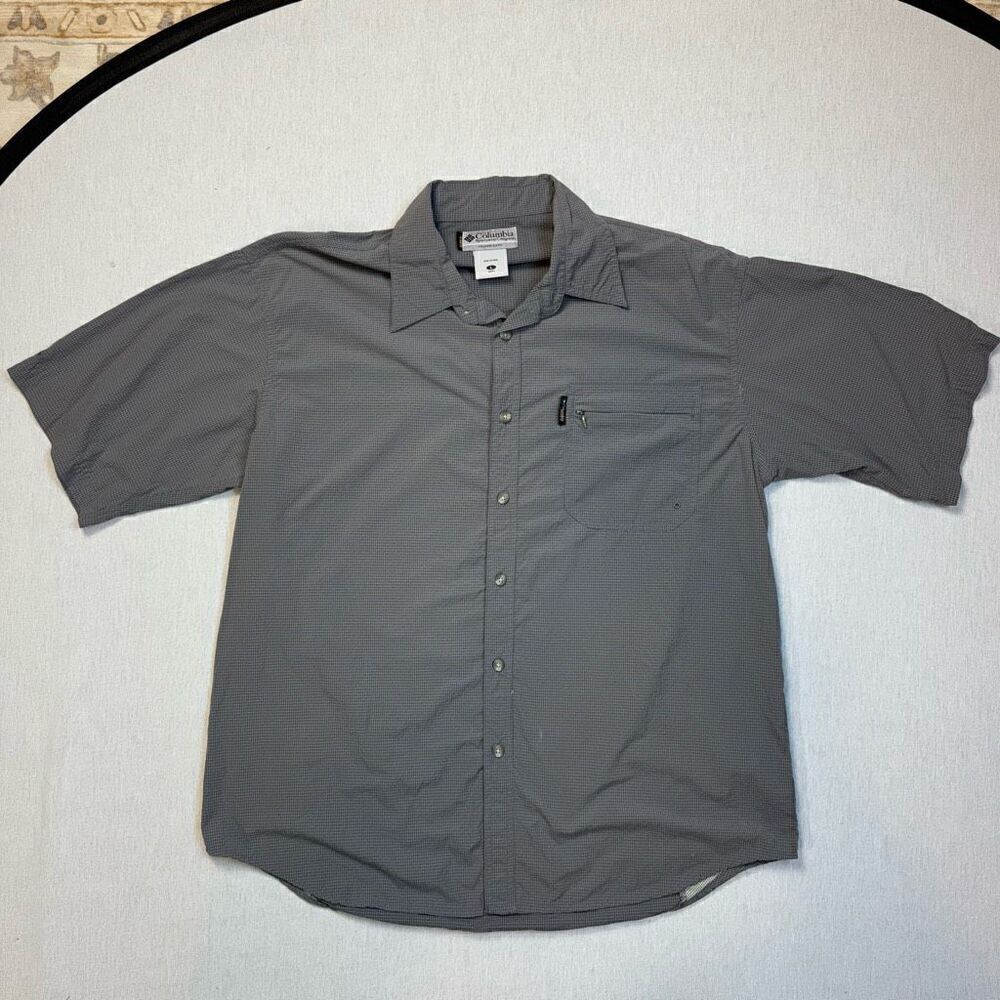 Columbia Men’s Short Sleeve Button Down Shirt Grey Sz L